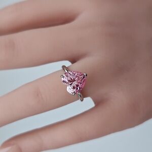 4ct Pink Heart Moissanite Ring